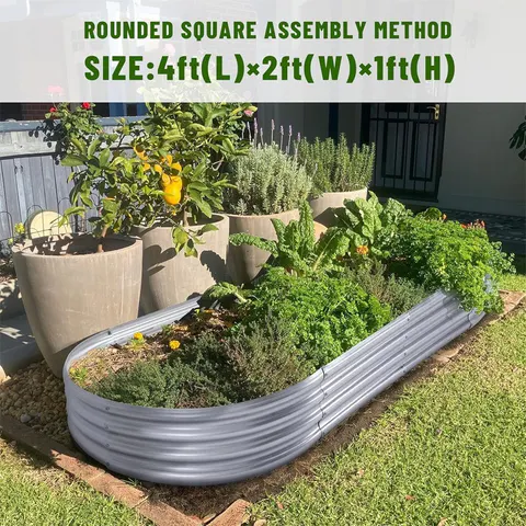 Galvanized Metal Raised Garden Bed detail view