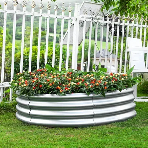Round Galvanized Metal Planter main view