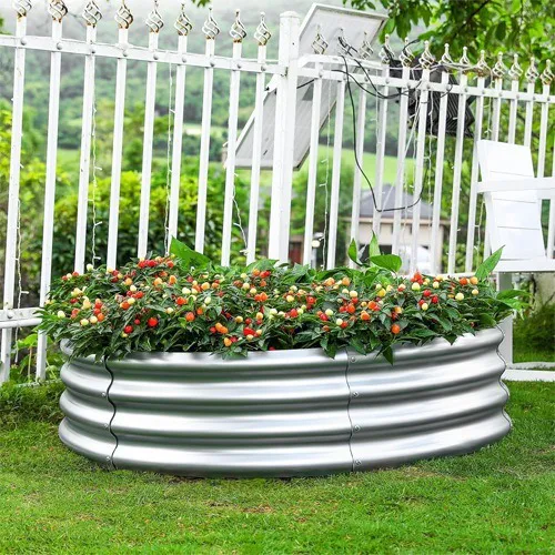 Round Galvanized Metal Planter Main view